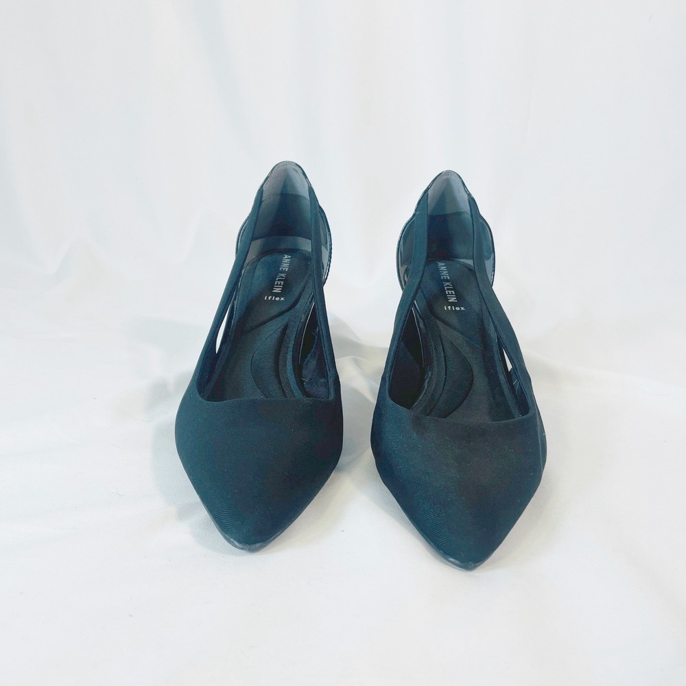 Anne Klein iFlex Pumps Women's 9 Black 3" Heel Pointed Toe Block Heel Cut Out - Picture 3 of 9